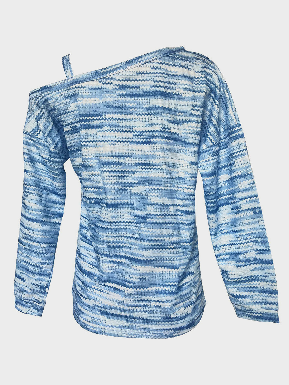 Heathered Asymmetrical Neck Long Sleeve T-Shirt