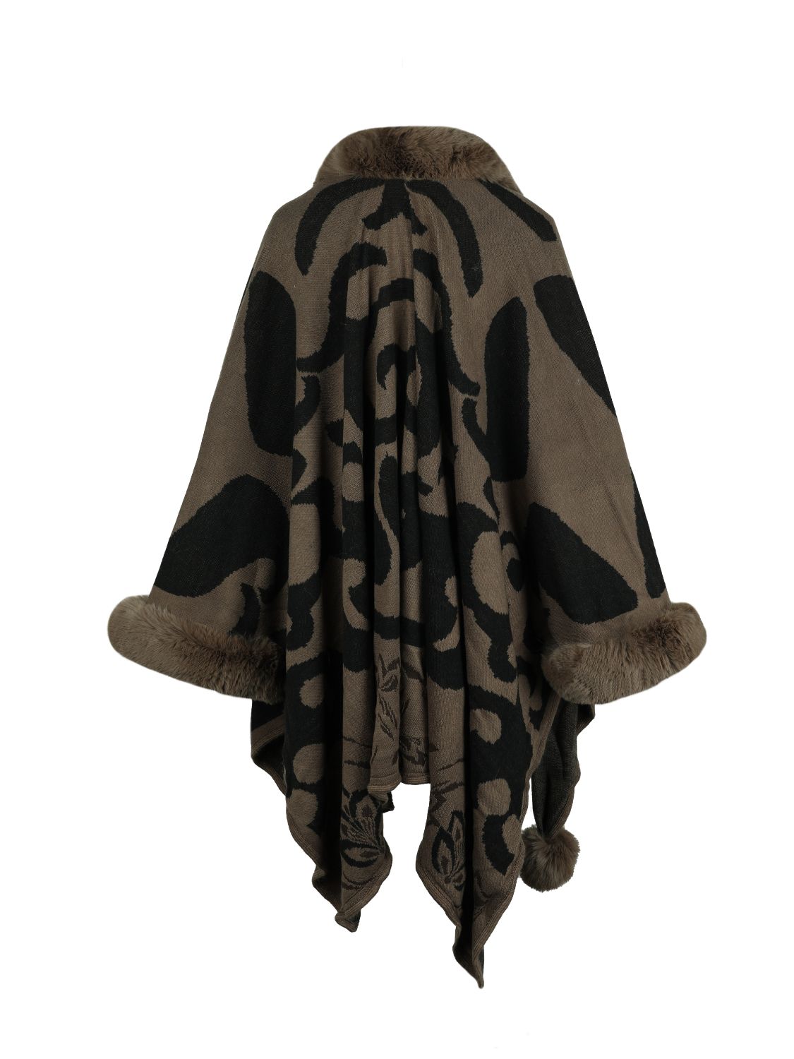 Faux Fur Trim Poncho