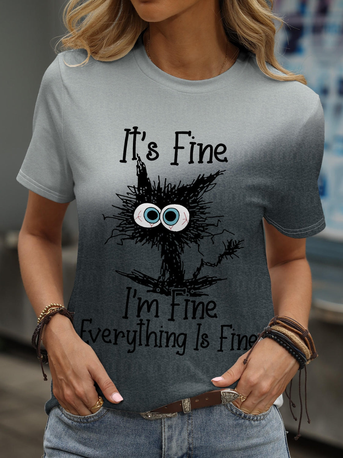 Plus Size IT'S FINE I'M FINE EVERYTHING IS FINE Round Neck T-Shirt