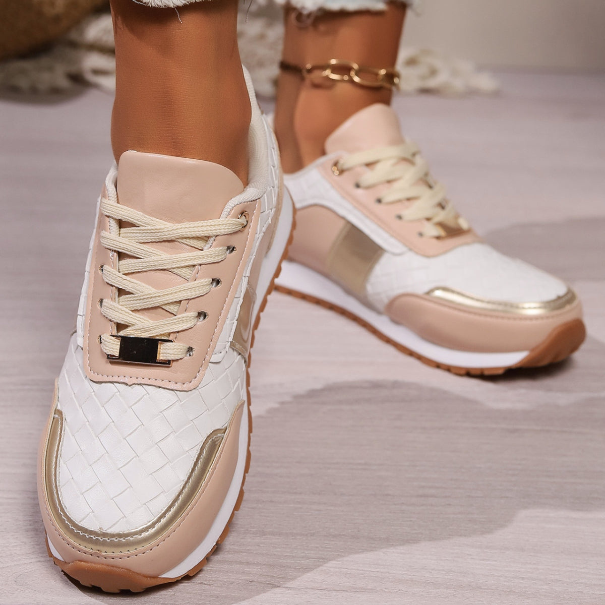 Lace-Up PU Leather Sneakers